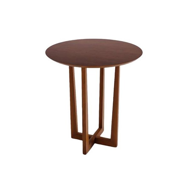 Mesa Bistrô Alta com Tampo Redondo e Madeira Maciça Vidro Laqueado