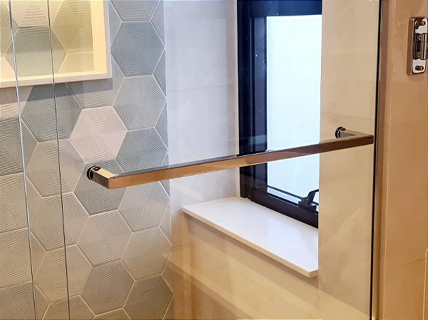 Porta Toalha para box 50cm Aço Inox Polido brilhante Linha Larissa Stainless