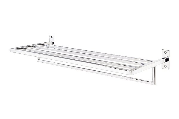 Porta Toalhas para Banheiro 60cm Larissa em Aço Inox Polido Brilhante Stainless