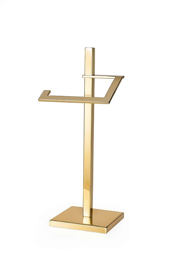 Porta Toalha Lavabo 33cm de altura Aço Inox Dourado Brilhante Stainless