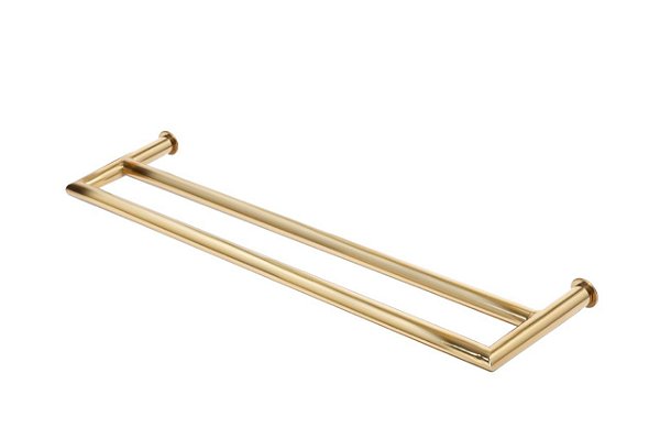Toalheiro de Banho Banheiro Duplo 60cm em Aço Inox Dourado Linha Tessália  Stainless