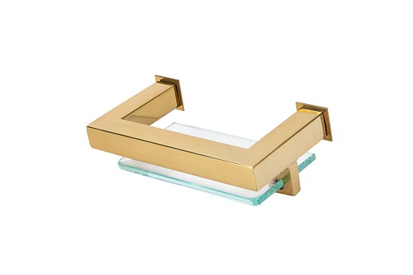 Porta Sabonete Saboneteira de Banheiro em Aço Inox Dourado Linha Larissa  Stainless