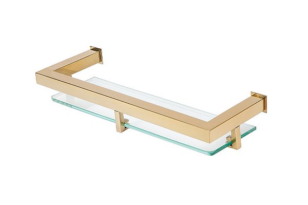 Porta Shampoo de Banheiro em Aço Inox Dourado Linha Larissa Stainless