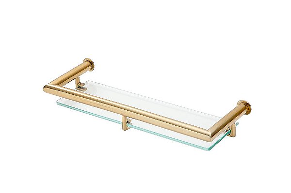 Porta Shampoo para Banheiro em Aço Inox Dourado Brilhante Linha Tessália Stainless