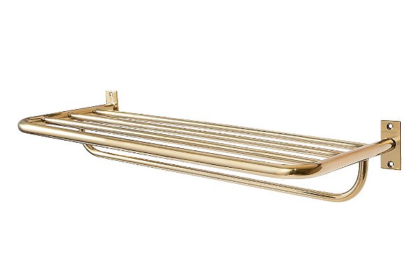 Porta Toalha para Banheiro 63,1cm Linha Tessalia em Aço Inox Dourado Brilhante Stainless