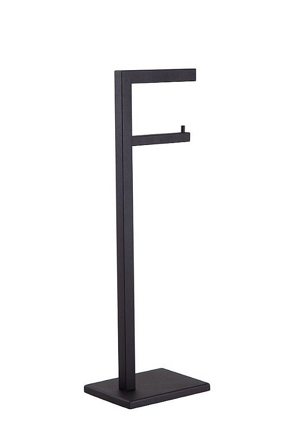 Porta Papel Higiênico de Chão 1 Rolo 50cm Banheiro Aço Inox Preto Stainless