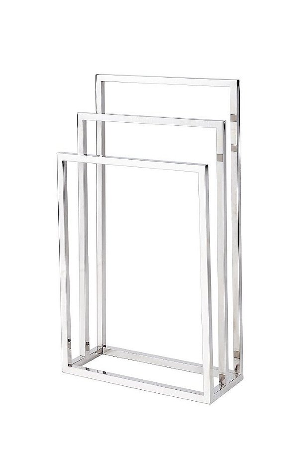 Toalheiro Piso/Chão Triplo Aço Inox 304 Polido Linha Larissa Stainless