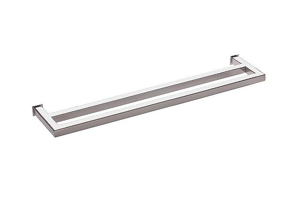 Toalheiro de Banho Banheiro Duplo 60cm em Aço Inox Polido Brilhante Linha Larissa  Stainless