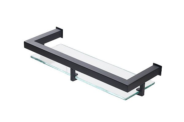 Porta Shampoo Banheiro em Aço Inox Black Matte Preto Fosco Linha Larissa Stainless