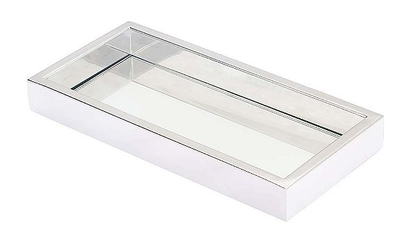 Bandeja Pequena Decorativa para banheiro 12x25cm em Aço Inox Polido Linha Larissa Stainless
