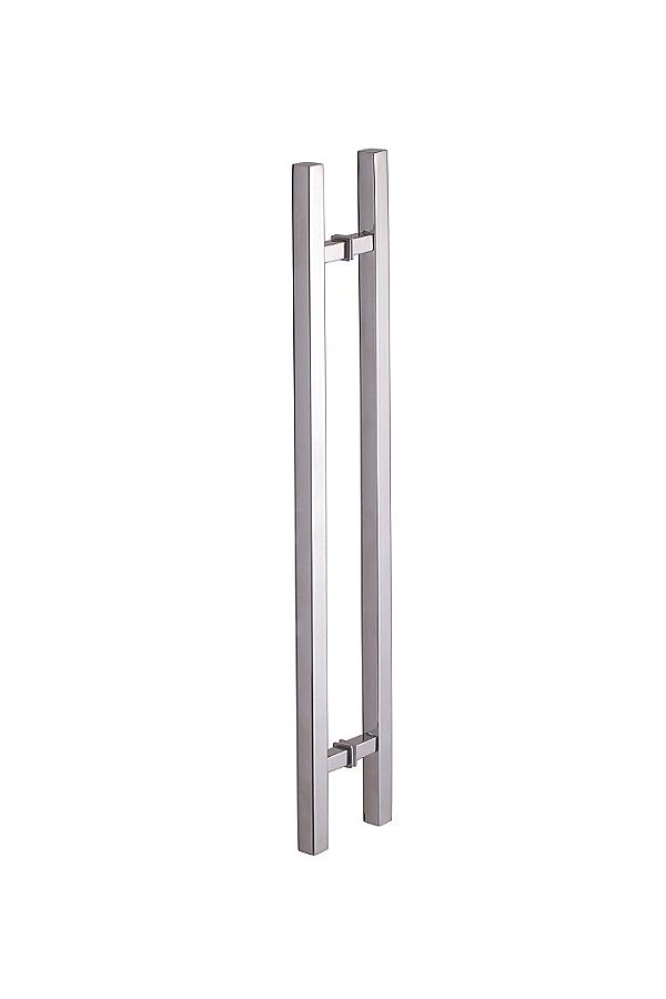 Puxador 60cm em Aço Inox Polido Brilhante Madeira/Vidro Stainless