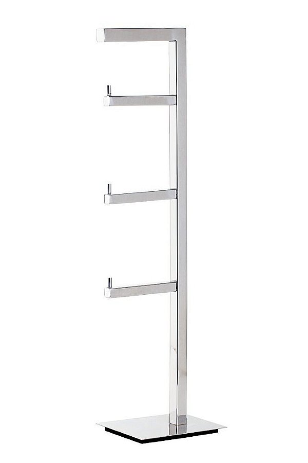 Porta Papel Higiênico Piso/Chão 3 Rolos 60cm Banheiro Aço Inox Polido Brilhante Linha Larissa