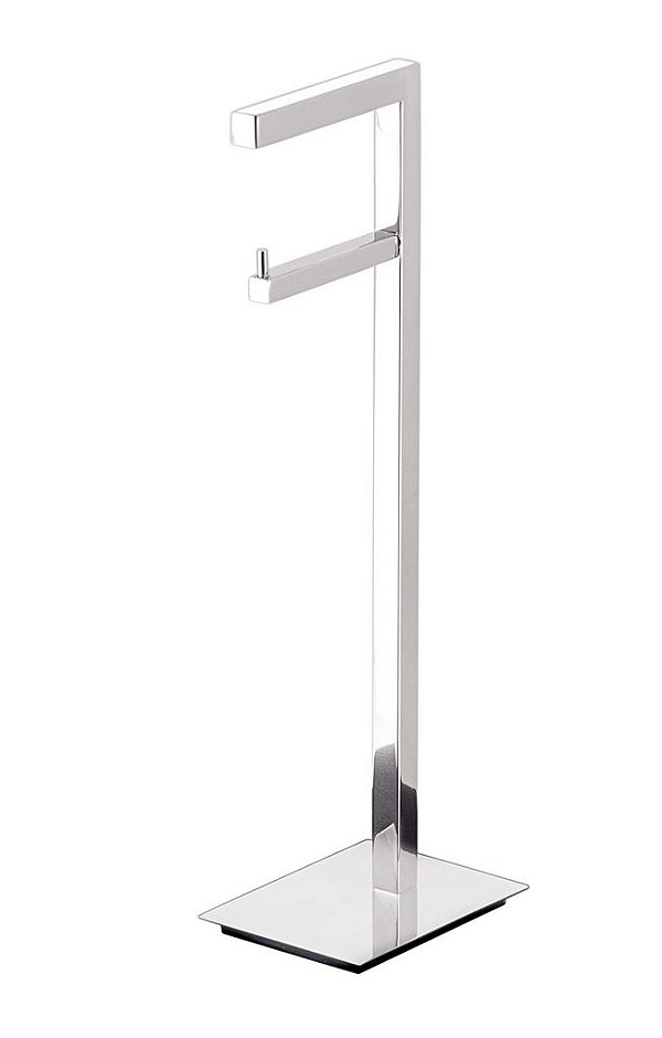 Papeleira Vertical Piso 1 Rolo Porta Papel Higiênico 50cm Banheiro Aço Inox Polido Linha Larissa Stainless