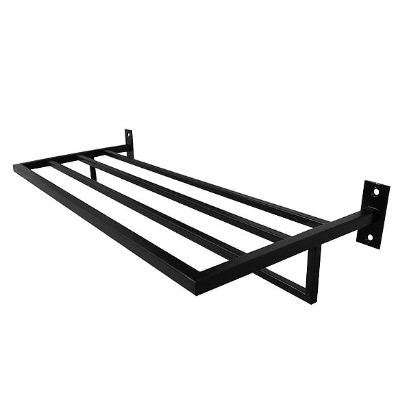 Toalheiro de Banho Banheiro Hotelaria Triplo 60cm em Aço Inox pintado de preto  Stainless