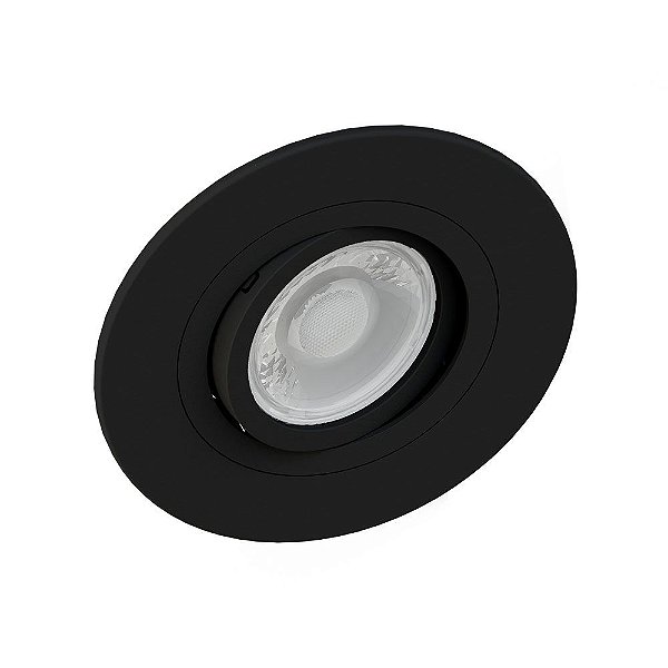 SPOT EMBUTIDO P/ 1x MR16 Dicroica REDONDO Face Plana De ABS Preto 100X35MM- Save Energy