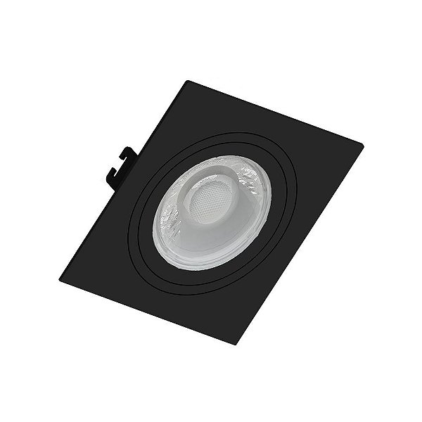 SPOT EMBUTIDO P/ 1x MR16 Dicroica Quadrado Face Plana De ABS Preto 100X100X35MM - Save Energy