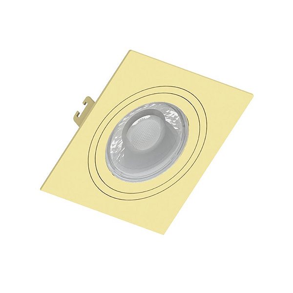 SPOT EMBUTIDO P/ 1x MR16 Dicroica Quadrado Face Plana De ABS Amarelo 100X100X35MM - Save Energy
