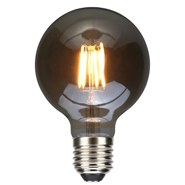 Lâmpada LED Filamento G95 4W Bivolt E27 Fume Branco Quente 2200K – Delis