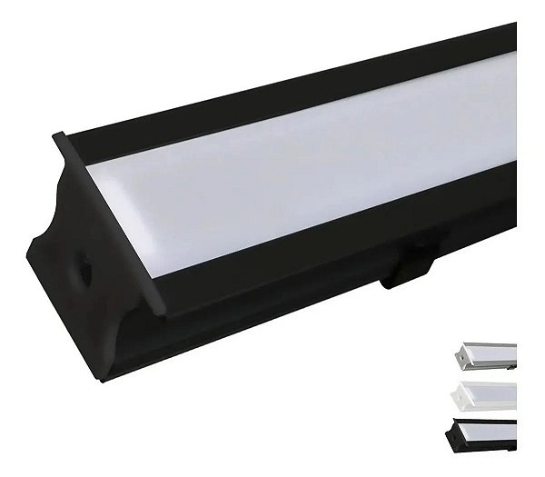 Perfil de Embutir 3M S/ Mola De Alumínio Preto LF-AR1