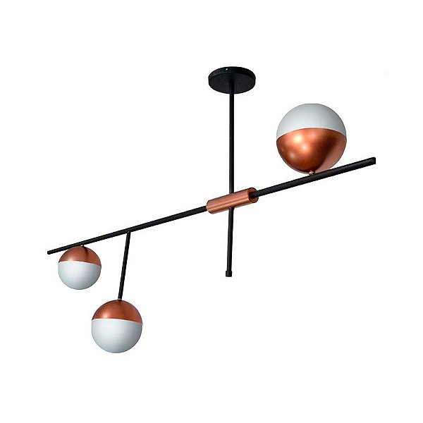 PENDENTE PLAFON TECNO I 3 X G9 VD LEITOSO COBRE