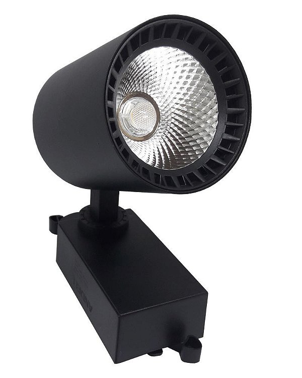 Spot LED P/ Trilho 18W Preto Branco Quente - Luz Sollar