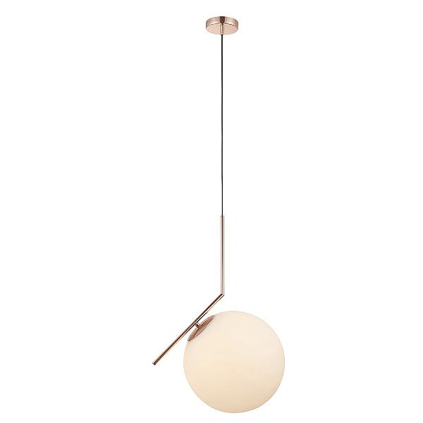 PENDENTE BALL 30CM VIDRO LEITOSO 1XE27 OURO