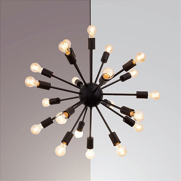 PENDENTE SPUTINIK 15XE27 PRETO TEXT/OURO