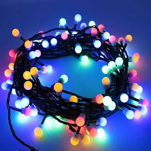 CORDAO 100 BOLAS LED 8 FUNÇOES COLORIDO FIO VERDE 220V