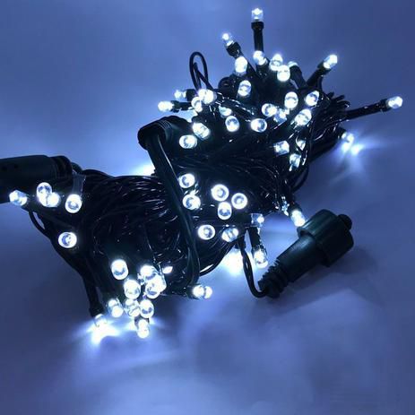 CORDAO 100 LED FIXO Branco Frio FIO VERDE 220V (2022)