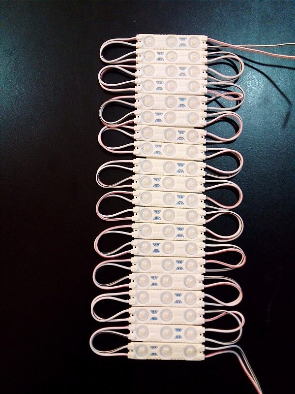 MODULO 3 LEDS C/ Lente 12V Branco Frio 6000K