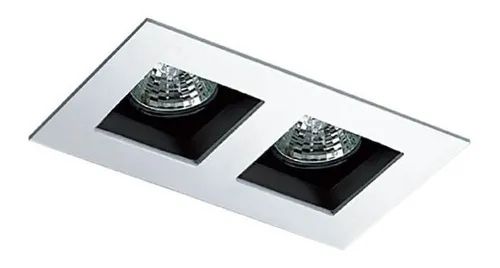 SPOT Embutido P/ 2x MR16 Quadrado Recuado De Alumínio Branco Preto - Orluce