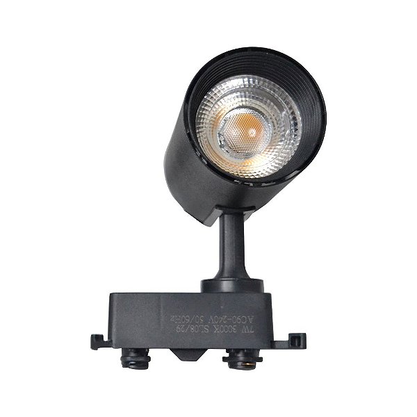 SPOT LED De TRILHO 7W Preto Branco Frio 6000k - Roya