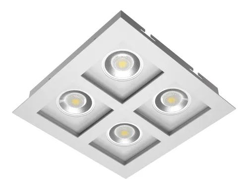 SPOT Embutido P/ 4x MR16 Quadrado Recuado De Alumínio Branco Branco - Orluce