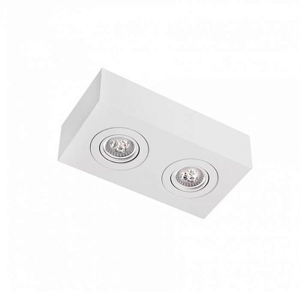 SPOT Sobrepor P/ 2X PAR30 Retangular De Alumínio Branco 33X17  - Impacto