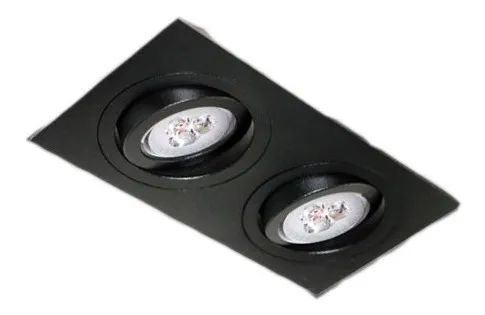 SPOT Embutido p/ 2X PAR30 Retangular Face Plana De Alumínio Preto 33X17  - Impacto