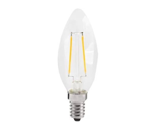 Lâmpada Filamento LED Vela 2w 220v E14 S/ Bico Branco Quente 2700K - Evo