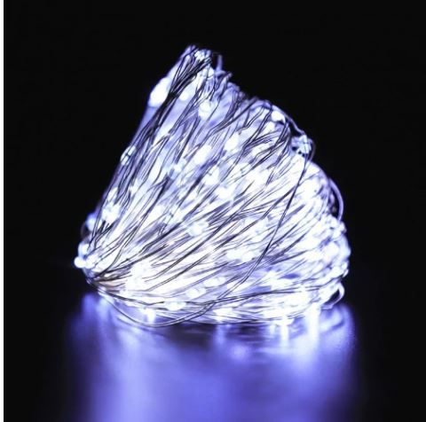 PISCA-PISCA NATALINO BRANCO FRIO FIO DE COBRE DE LED FIXO 100 LEDS, 10M