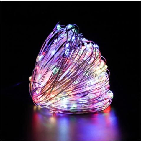 PISCA-PISCA NATALINO COLORIDO FIO DE COBRE DE LED FIXO 100 LEDS, 10M