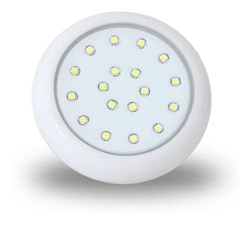 LUMINARIA LED DE PISCINA 12V 18W 80MM Carcaça Branca Luz AZUL