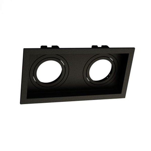 SPOT Embutido P/ 2x PAR30 Quadrado Recuado De ABS Preto - Moon
