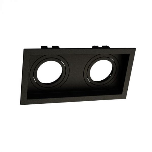 SPOT Embutido P/ 2x PAR20 Quadrado Recuado De ABS Preto- Moon