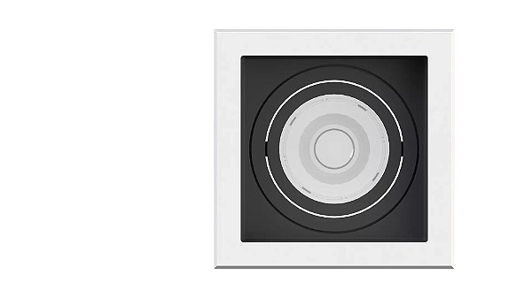 SPOT Embutido P/ 1x MR16 Quadrado Recuado De ABS Branco e Preto - Initial
