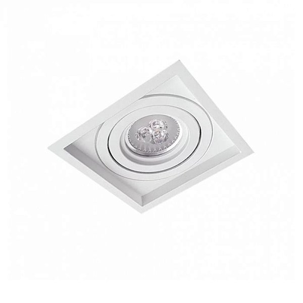 SPOT Embutido p/ 1X MR11 Mini Dicróica Quadrado Recuado Micro Borda De Alumínio Branco 8,5x8,5  - Impacto