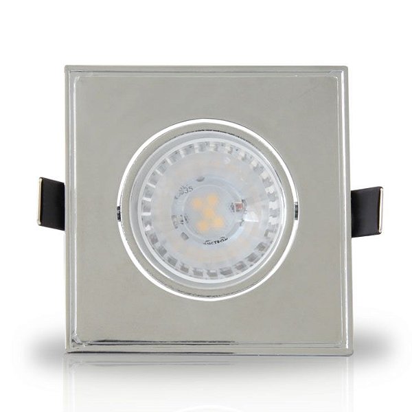 Spot LED 5W Quadrado Bivolt Cromado Angulo 38o Branco Quente 3000K - Iluctron