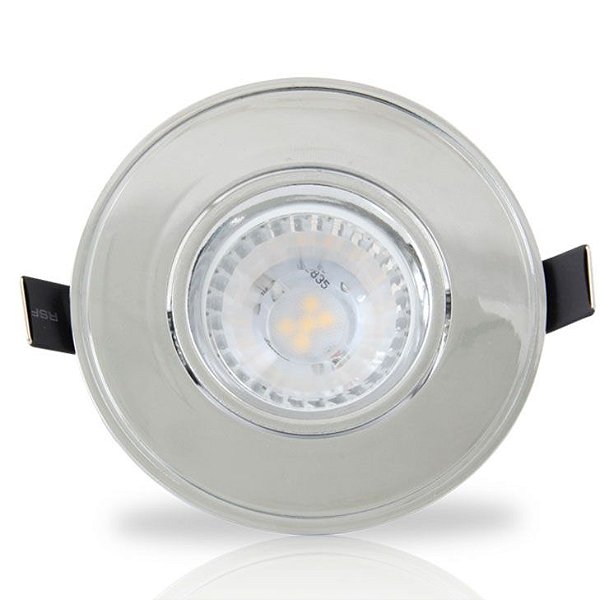 Spot LED 5W Redondo Bivolt Cromado Ângulo 38o Branco Quente 3000K - Iluctron