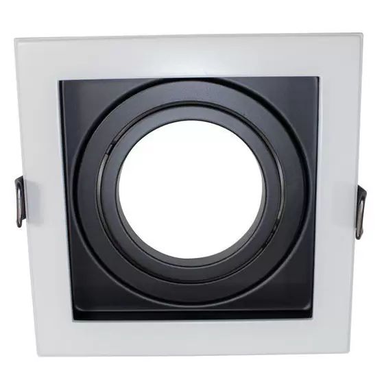 SPOT Embutido P/ 1x MR16 Quadrado Recuado De ABS Branco e Preto