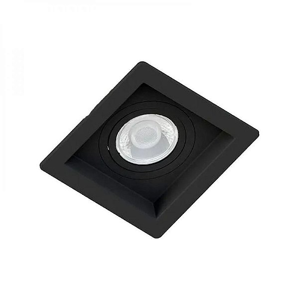 SPOT Embutido P/ 1X PAR20 Quadrado Recuado Micro Borda De Alumínio Preto 11,5X11,5  - Impacto