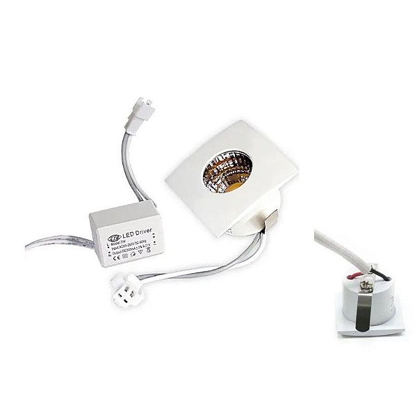 Micro SPOT Led 1W QUADRADO Branco Quente - XS-207