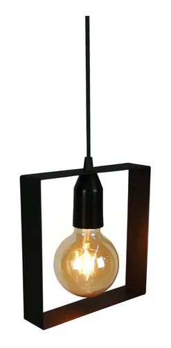Pendente Aro Industrial Quadrado 561 E27 - Preto
