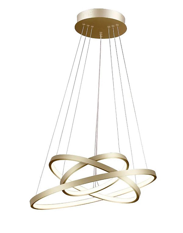 PENDENTE DE 3 ARCOS COR DOURADO 204060CM 3200K 204060D